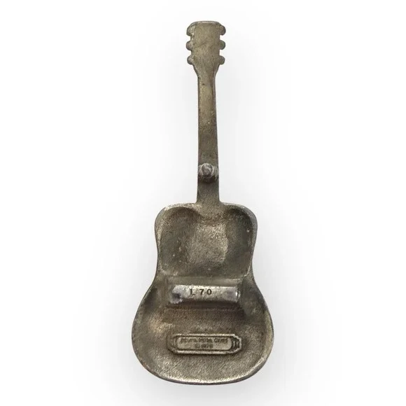 Incomplete Vintage Acoustic Guitar Belt Buckle 1979 Indiana Metal Craft Pewter L - Picture 4 of 5